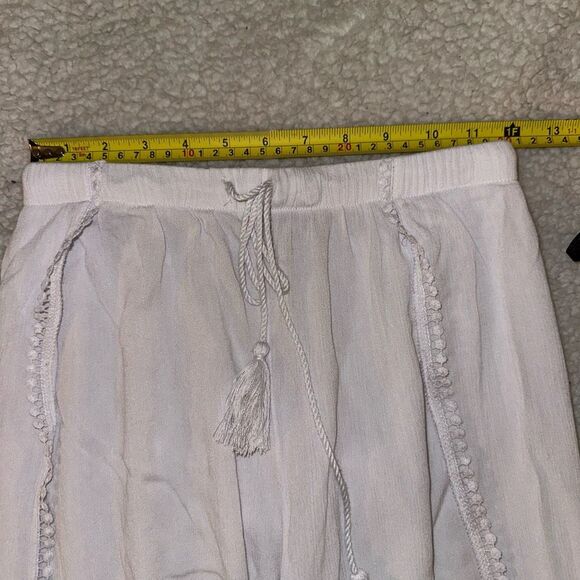 Chelsea28 XXS Ana Smocked Split Leg Womens Boho Long Pants White EUC - Picture 6 of 11